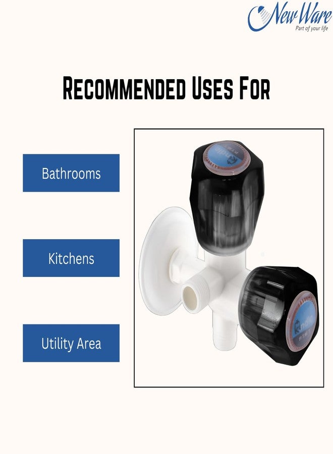 NEW WARE صنبور زاوية PVC ثنائي الاتجاه من نيو وير | صنبور زاوية ثنائي الاتجاه مثبت على الحائط مع شفة جدارية للحمام والمطبخ - Image 3